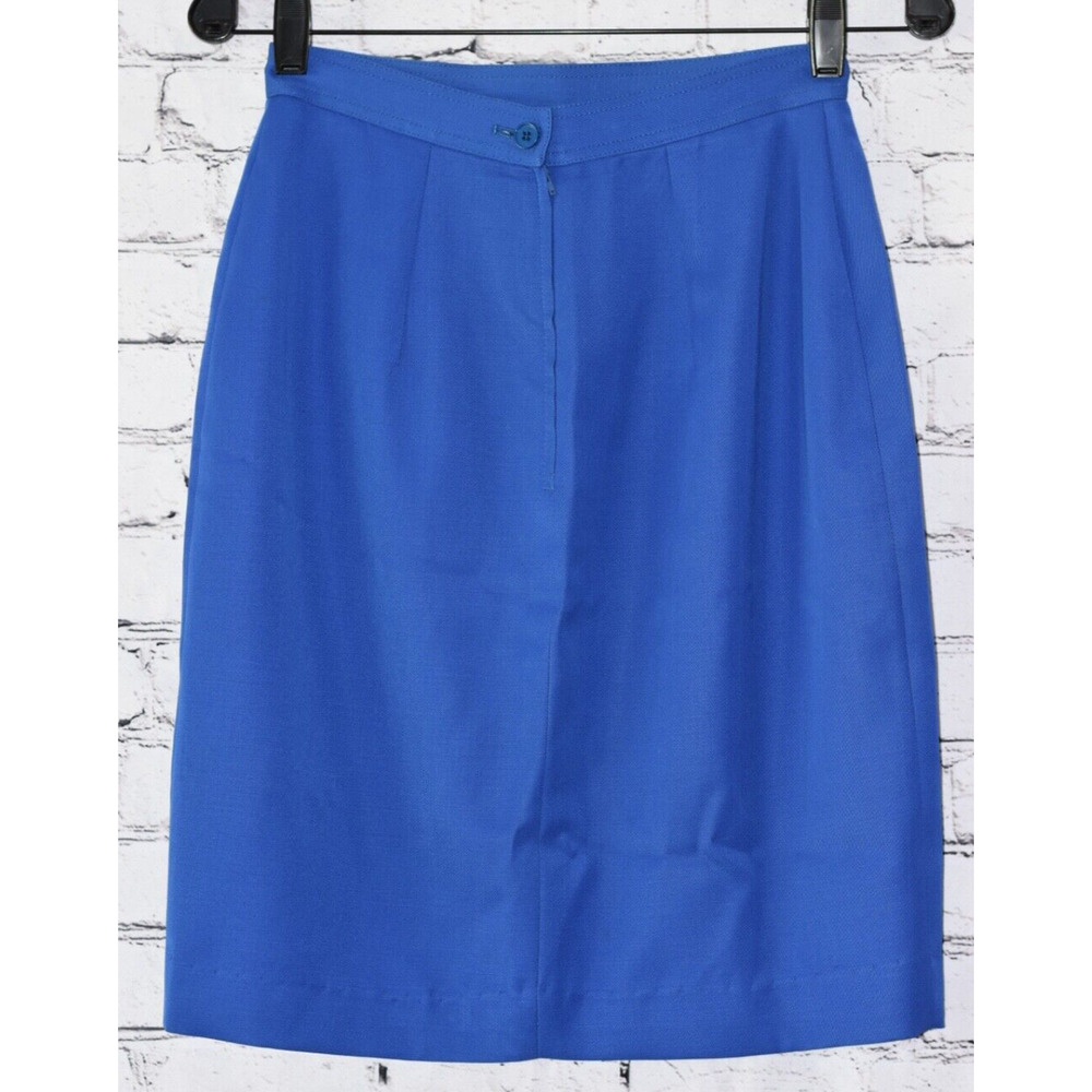 Vintage Valentino Studio Designer Royal Blue Wool Pencil Skirt 40/6 - Picture 3 of 6